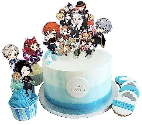 Bungo Streunende Hunde Geburtstag Topper Dekorationen 6 Stück Kuchen Stick Tag - Niedliche gebackene Kuchen Karte Anime Spiel Party Supplies Decor