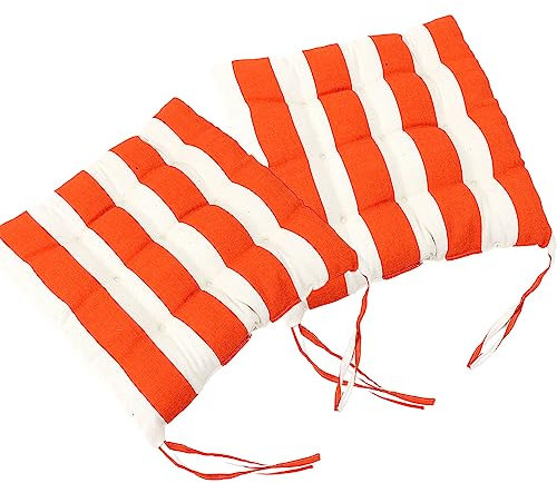 Fansu Cojines Sillas Comedor Pack 2, Impresión Rayas Cojines Silla Cocina 45cm Cojines para Sillas de Jardín Cojín para Silla Cojines de Asiento para Decoracion Salon Terraza (Naranja)