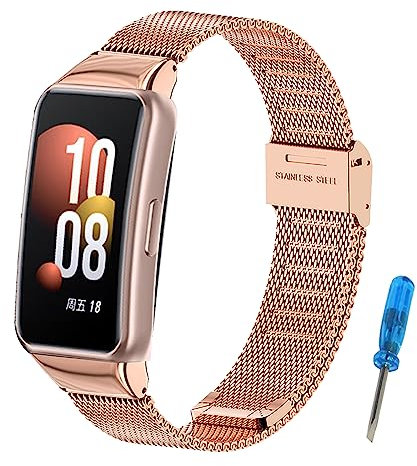 MIJOBS Armband Kompatibel mit Honor Band 7 Armbänder Smartwatch Zubehör Edelstahl Metallbänder für Honor Band 6/7, Huawei Band 6/6Pro