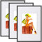 WOLTU Bilderrahmen 10x15 cm Set of 3 Fotorahmen aus Kunststoff mit Passepartout, Posterrahmen zum vertikalen oder horizontalen Aufhängen/Aufstellen, Collage Wanddeko, Schwarz