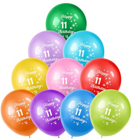 Yiran Luftballons zum 11. Geburtstag, 30,5 cm, mehrfarbig, Zahlenballons mit Ziffer 11, für Jungen, Mädchen, Kinder, Party, Dekoration, Geschenke, 10 Stück