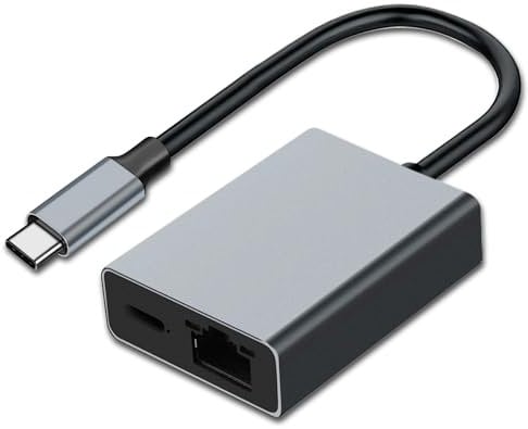 RUIZHI USB-C/Ethernet Ladeadapter für Chromecast (zu 100 W Leistung), USB C auf RJ45 Ethernet 1000 Mbps für Chromecast TV/Stick, Phone, Mac-Book Air, Mac-Book Pro & Windows