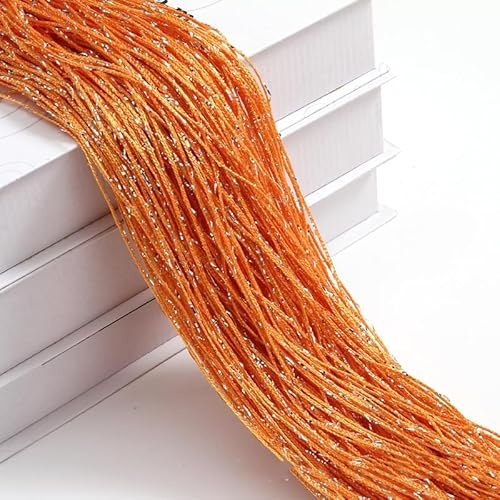 PTNKUIIY 2 Stücke Fadengardinen 100 x 200 cm Fadenvorhang Türvorhang Fäden Fliegenvorhang Raumteiler Tür Vorhänge Hintergrundvorhang Seilvorhang Dekovorhang für Party Hochzeit Raumdekoration -orange