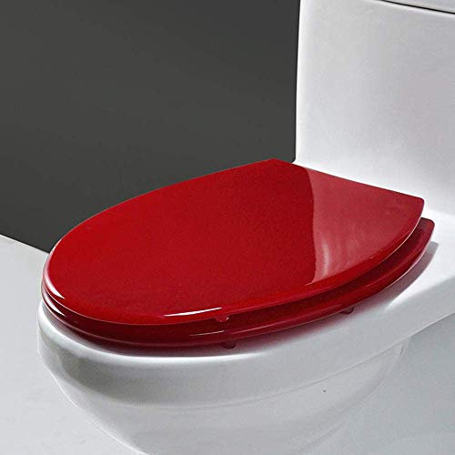 Toilettensitz, Toilettendeckel, Familien-Toilettensitz, Absenkautomatik mit Schnellverschluss, einfache Reinigung, Harz-Edelstahlscharniere, Toilettensitz-Deckelbezug für Badezimmer, Orange