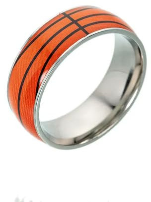 XJruixi Mode Ball Sport Ringe Frauen Männer Titan Stahl Ring Basketball geformt Hochzeit Verlobung Statement Schmuck Geschenk Größe 6-13