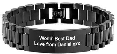 MeMeDIY Personalisiertes Armband für Herren Gravur Foto & Text Herren Edelstahl Armbänder für Papa Ehemann Verstellbare Größe Personalisiertes Schmuck Geschenk für Männer -B1