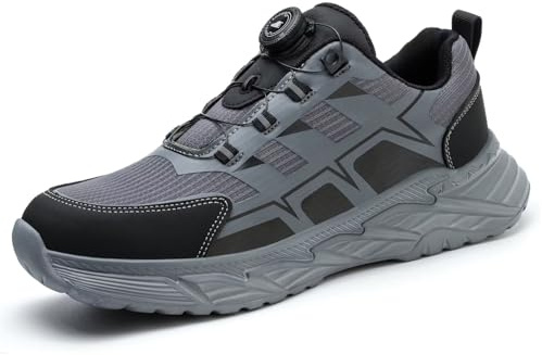 Annvia Safety Trainers for Mens Women Lightweight Steel Toe Cap Trainers Work Safety Shoes Breathable Ladies Safety Boots Non Slip Sneakers Size 7 Grey 41