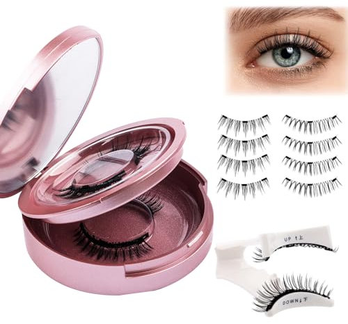 GEMERRY 2 Pair Magnetic Eyelashes Natural Look No Glue or Eyeliner Needed Magnetic Eyelashes Magnetic Lashes Natural Look Reusable Magnetic Eyelashes with Applicator