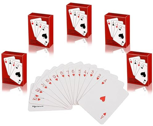 5 Decks Mini Spielkarten, Miniatur Pokerkarten für Kinder Erwachsene, Kleine Spielkarten Mini Kartenspiel Mini Playing Cards, Mini Poker Karten für Gastgeschenke, Reisespiel, Puppenhaus Möbel Zubehör