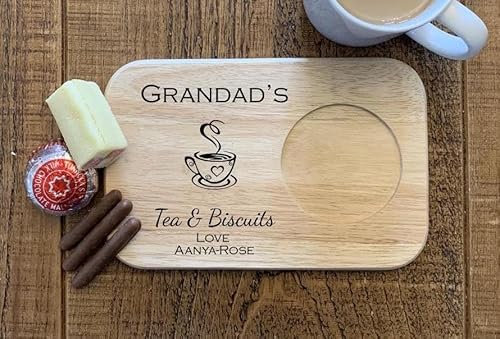 Personalised Wooden Tea And Biscuit Board, Coffee Cake Serving Tray, Gift Idea, For Husband, Wife, Grandad, Nanny