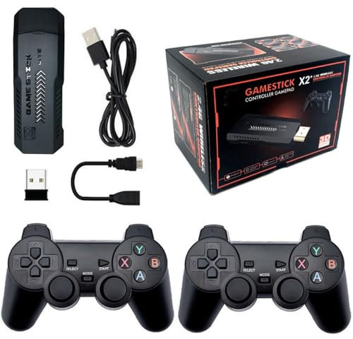 Consola Retro Inalámbrica Mejorada, Game Stick – Más de 30.000 Juegos Clásicos, 15 Emuladores, Salida HDMI 4K, 2 Mandos Inalámbricos de 2,4 GHz (128 GB de Memoria)