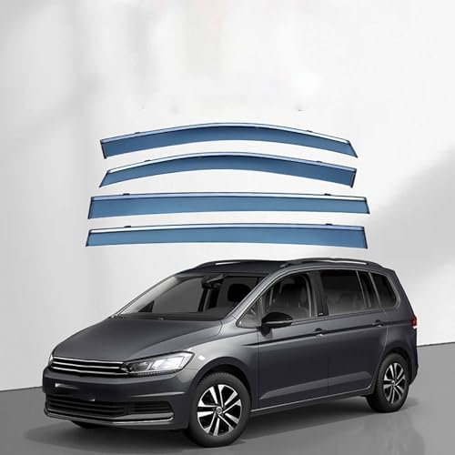 LIHLIOUZDM 4 StüCk Windabweiser Autofenster für VW Touran MK2-5T 2016 2017 2018 2019 2020 2021 2022 2023 2024, Sonnenschutz Regenschutz Antibeschlag Langlebig Windabweiser Auto ZubehöR
