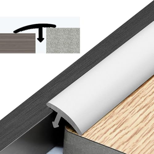 CTRSM T-Form-Bodenübergangsstreifen, Schwellennaht-Abdeckleiste aus Aluminium, Höhe weniger als 6 mm, Bodenleiste for Verbinden von Bodenlücken(Silver)