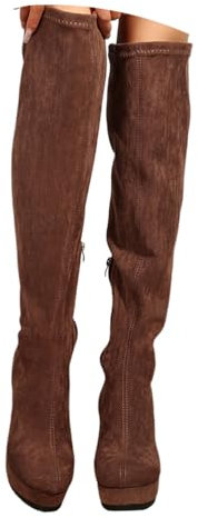 Onsoyours Stivali Alti Donna sopra Il Ginocchio Scamosciata Boots Platform Zeppa Stivali Overknee Eleganti Autunnali Invernali A Marrone 40 EU