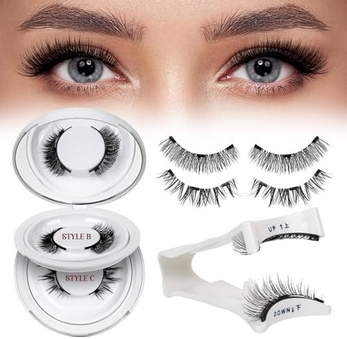 QUEWEL Magnetic-Eyelashes, 2 Pairs Reusable Magnetic Eyelashes with Applicator, No Glue Needed Magnetic Lashes Natural Look, Easy to Wear and Remove(Magnetic eyelashes kit style A2)