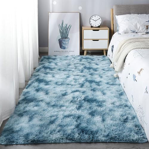GOUSUN Waschbarer Teppich 90 x 140 cm Geräuschdämpfend Und Isolierend Teppich für Terrasse Wohlfühlfaktor Und Komfort für Kinderzimmer, Himmelblau