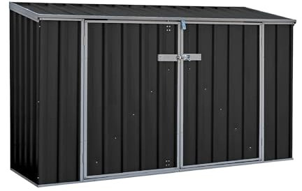 ABSCO | 7 x 3 Metal Bike Store | Double Doors | Pent Roof | Opening Lid | Garden Steel Storage Bicycle Shed | 7ft x 3ft | 2.26m x 0.78m (Dark Grey)