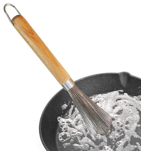 Wok Reinigungsbürste aus für Töpfe, Anti-Scratch-Reinigung, Langer Griff | Haushaltsreinigungspinsel für Teller, Schüsseln, Töpfe, Tassen | Trockentuch