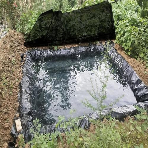 Schwarze Teichfolie, Teichfolie, HDPE-Teichfolie, hitze- und alterungsbeständig, 4,5 x 3 m, 4,5 x 4 m, 4,5 x 6 m, 0,12 mm Dicke, Fischteichfolie for Gartenbrunnen, Koiteiche, Wasserspiele(3.5x6m/11x20