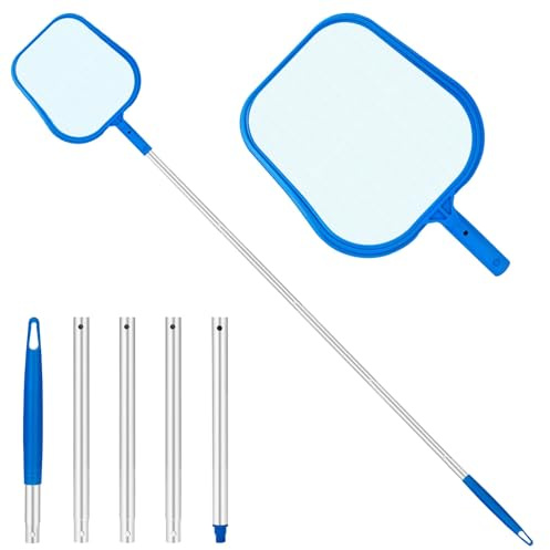 TOSUTO Pool Kescher,160 cm Lang-Teichkescher mit Teleskopstange,14cm Tief Kescher Feinmaschig,Poolkescher Feinmaschig für Teich,Algen,Bestway Pool,Spa,Teiche,Whirlpools,Algenkescher Nylon-Netz