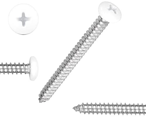 White Head 25 PCS #14x3-1/2(3.5 inch) Stainless Steel Phillips Pan Head Wood Screws,White Coated Screws Covers Head Wood Screws,Stainless Steel 18-8 A2(304) Screw,Home Screw Kit by QISHEN