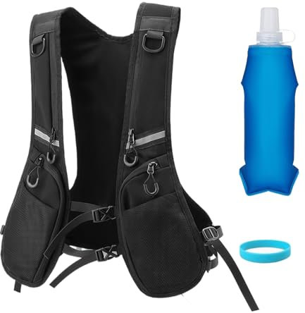 COWANIEE Running Vest Mens Women, Lightweight Luminous Running Hydration Vests Set with 500ml Soft Water Bottles and Glow in the Dark Bracelet