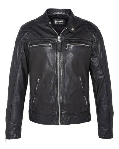 Schott Giacca da uomo in pelle nera LCSPYDER25, Nero , L