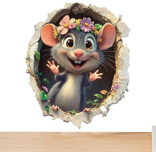 Poludatly 3D Wandsticker,Cartoon 3D Wandloch-| Niedlicher Abziehbarer & Wiederverwendbarer Kreativaufkleber Für Wohnzimmer Garten Badezimmer Schlafzimmer Kinderzimmer Küche