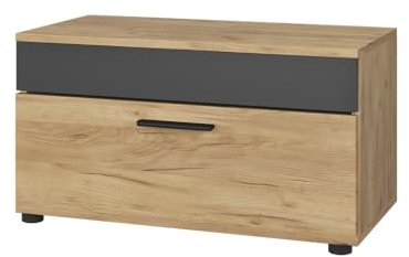 Vicco Wohnzimmerschrank Berno, Goldkraft Eiche/Anthrazit, 70.8 x 38.9 cm mit Klapptür
