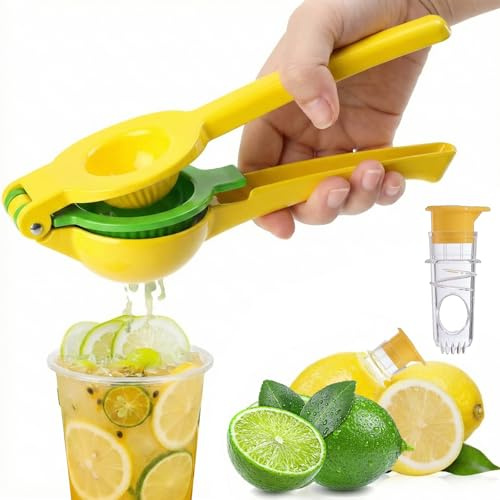 2 spremiagrumi e lime, spremiagrumi a mano, spremiagrumi a vite, spremiagrumi e lime, spremiagrumi per arance, limoni e altri agrumi (giallo/verde)