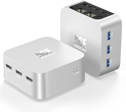 ACEMAGICIAN Mini PC T8Plus, 12th Gen Intel Alder Lake N100 Mini PC (hasta 3,40 GHz), 16 GB LPDDR5 1TB M.2 SSD Pocket Mini Ordenador con Dual RJ45 | 4K HDMI * 3 | WiFi 5