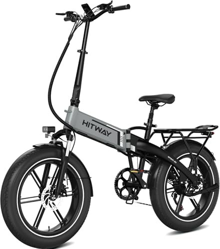 HITWAY E Bike,250W Faltbar EBike für Erwachsene, 20 × 4.0 Fat Tire Elektrofahrrad mit 48V 13Ah Akku,7-Gang, Aluminiumrahmen, IP54 wasserdicht, 25km/h, Federgabel