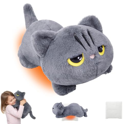 capybaraflying Gewichtete Graue Katze Plüschtier 50cm/2.2lb,simuliertes Gewichtete Katzen Plüschtierkissen,weiches Kuscheltier,geeignet für Schlafzimmer, Wohnzimmer und als Partydekoration.