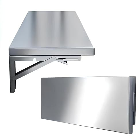 Faltbarer Wandtisch, Edelstahl, platzsparendes Wandregal, vielseitiger Wandtisch, für Küche, PC, Schreibtisch, Esstisch (40 x 35 cm)