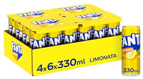 Fanta Limonata, con Succo di Limone di Siracusa, Senza Coloranti con Aromi Naturali, Lattina 100% riciclabile, Gusto Rinfrescante - 24 lattine da 330 ml