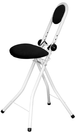 Friesenthal Stehhilfe, Bügelstehhilfe mit Sitzkissen und Rückenkissen, Stehstuhl, höhenverstellbar von 55-64 cm, Stahl, 47 x 91,5 x 45 cm, weiß TÜV/GS Zertifiziert