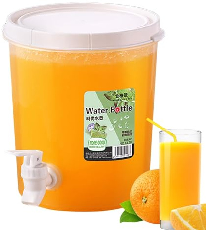ZVD Wasserbehälter Mit Hahn,Getränkespender,Wasserspender Matschküche,Getränkespender Mit Zapfhahn für Kühlschrank Großer Behälter für Eistee Limonade Wasser Spender Drink Dispenser (5L)