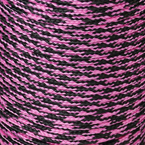 Army Military Paracord Reel 3mm Basha Tent Bivi Camping Guy Rope Para Cord (Black/Pink, 15ft)