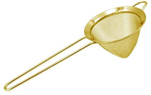 Fine Mesh Cocktail Strainer - Fine Stainless Steel Mesh Strainer for Rice, Flour, Pasta Cocktail Drink Bar Strainers Bartender Bar Tool (Gold)