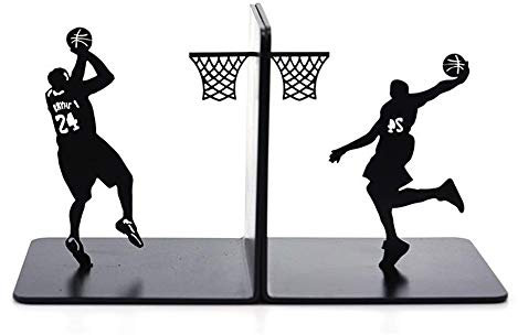 Kreative Bookends Basketball Metall Buch Ends Schreibtisch Ständer Bookend Halter Büro Schulbedarf Geschenk Home Decoration (Color : Black, Size : B)