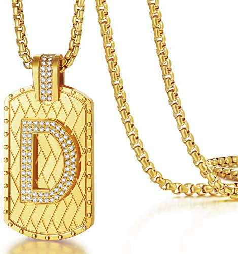 CDE Geschenke für Männer Herren Halskette 18K Vergoldet Anfangsbuchstabe Anhänger A-Z Personalisiert Hip-Hop Kette Schmuck Valentinstag Weihnachten Paare Ehemann Freund