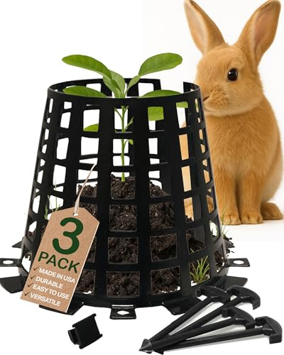 Plant Knight Tree Sapling Protector – Plant Cages to Keep Animals Out – Plant Protectors for Garden Use – Heavy-Duty Outdoor Shields – Black (3-Pack)