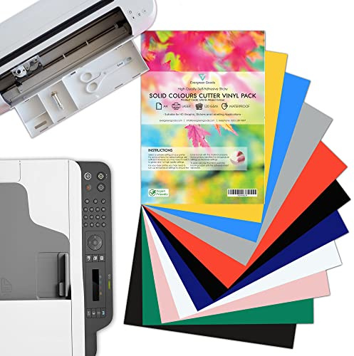 Evergreen Goods™ A4 Craft Cutter Vinyl für Cricut & Silhouette | Easy Cut & Weed | 10 Blatt wasserdicht laserbedruckbar | Sticker herstellung, Auto Decal, Tassen, Fensterdekoration
