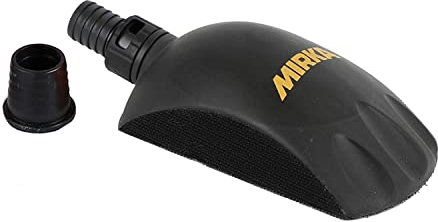 Mirka Roundy Dust-Free Hand Sanding Block for use with 6 Sandpaper Discs/Hook and Loop, Black, Yellow