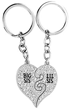 Beydodo Schlüsselbund Ring Edelstahl, Schlüsselanhänger Frauen Männer Edelstahl Zirkonia Puzzle Herz mit Gravur mit Big SIS Lil SIS