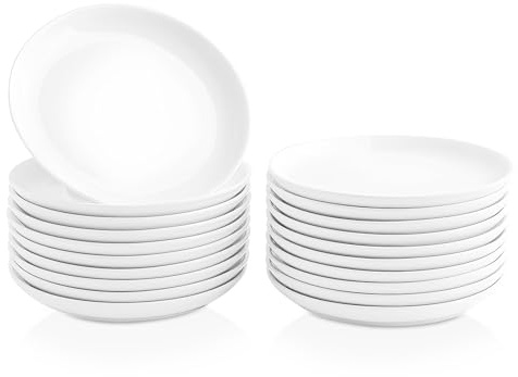Platos de postre blancos, platos pequeños de 5.6 pulgadas, platos pequeños para postre, aperitivos y salsa, gofres, pasteles, platos blancos pequeños, microondas, horno y lavavajillas, juego de 20