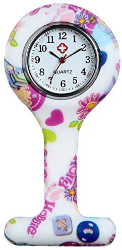 Silverora Montre à Gousset D'infirmière Montre Infirmiere pour Blouse,Infirmière Montre Broche en Silicone avec Broche pour Infirmières et à Tout Autre Professionnel de la Santé