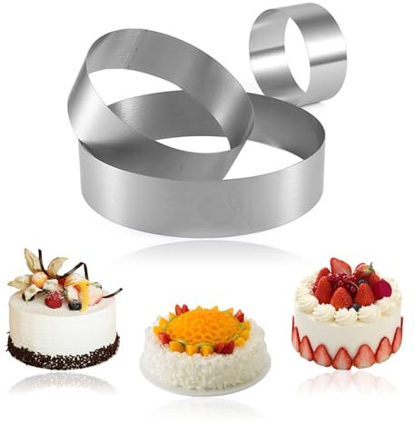 Half Forest Runde Kuchenringe Set Edelstahl Tortenring Set Runde Dessertringe Kuchenring Backen Schimmel Kuchen Set Passend FüR GebäCk,Desserts,Moussekuchen,Tortenring Hoch 4,5cmø10/15/20 cm(3pcs)