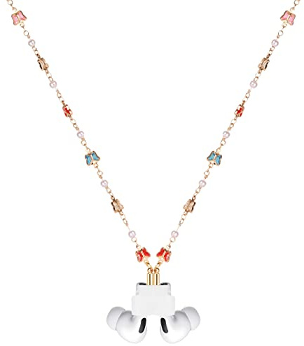 Magnetische Anti-Verlust-Gurt-Halterkette mit goldfarbenen Ösen, für Airpods 1, 2, 3 Pro, Kunststoffperle, M