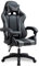 Amstrad AMS-800-BLACK Fauteuil/Chaise de Bureau Gamer Coloris Noir & Gris- Coussin Lombaire & appuie tête